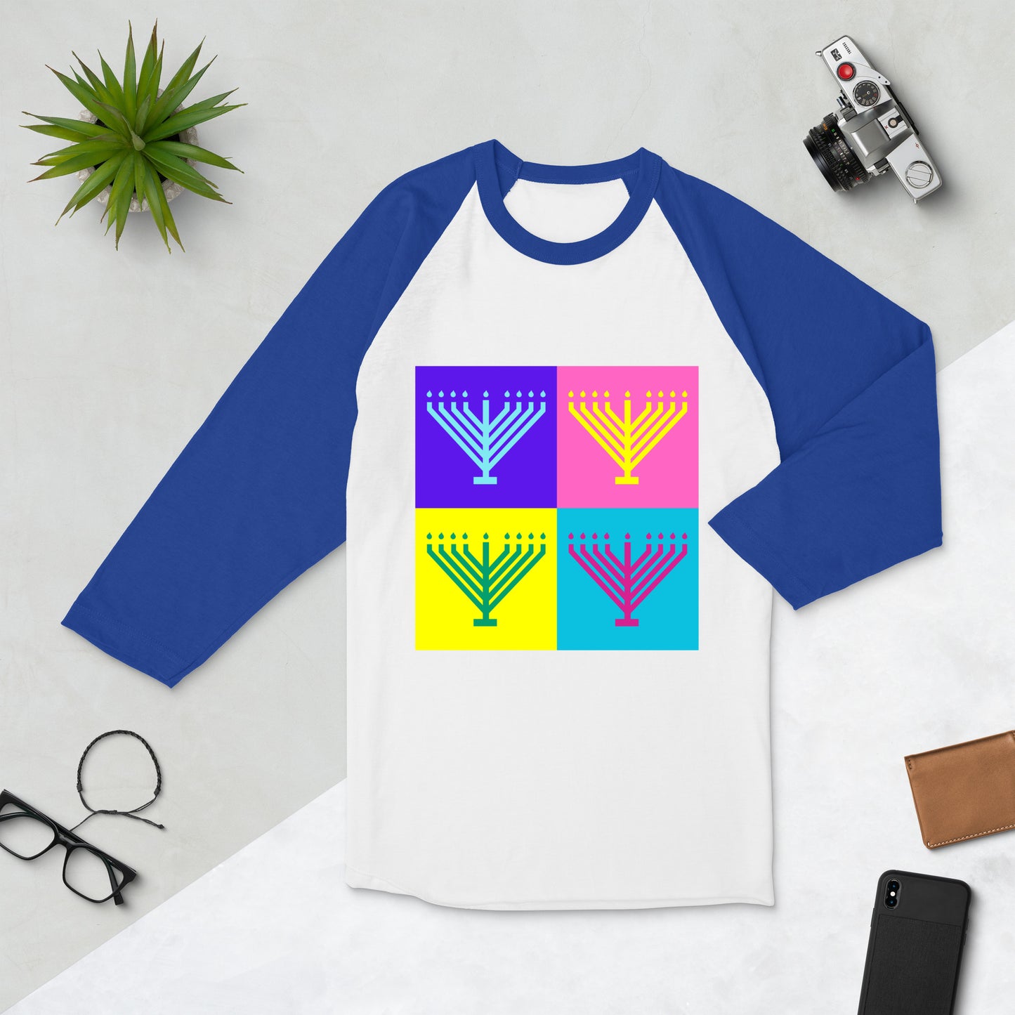 Pop Art Menorah 3/4 sleeve shirt