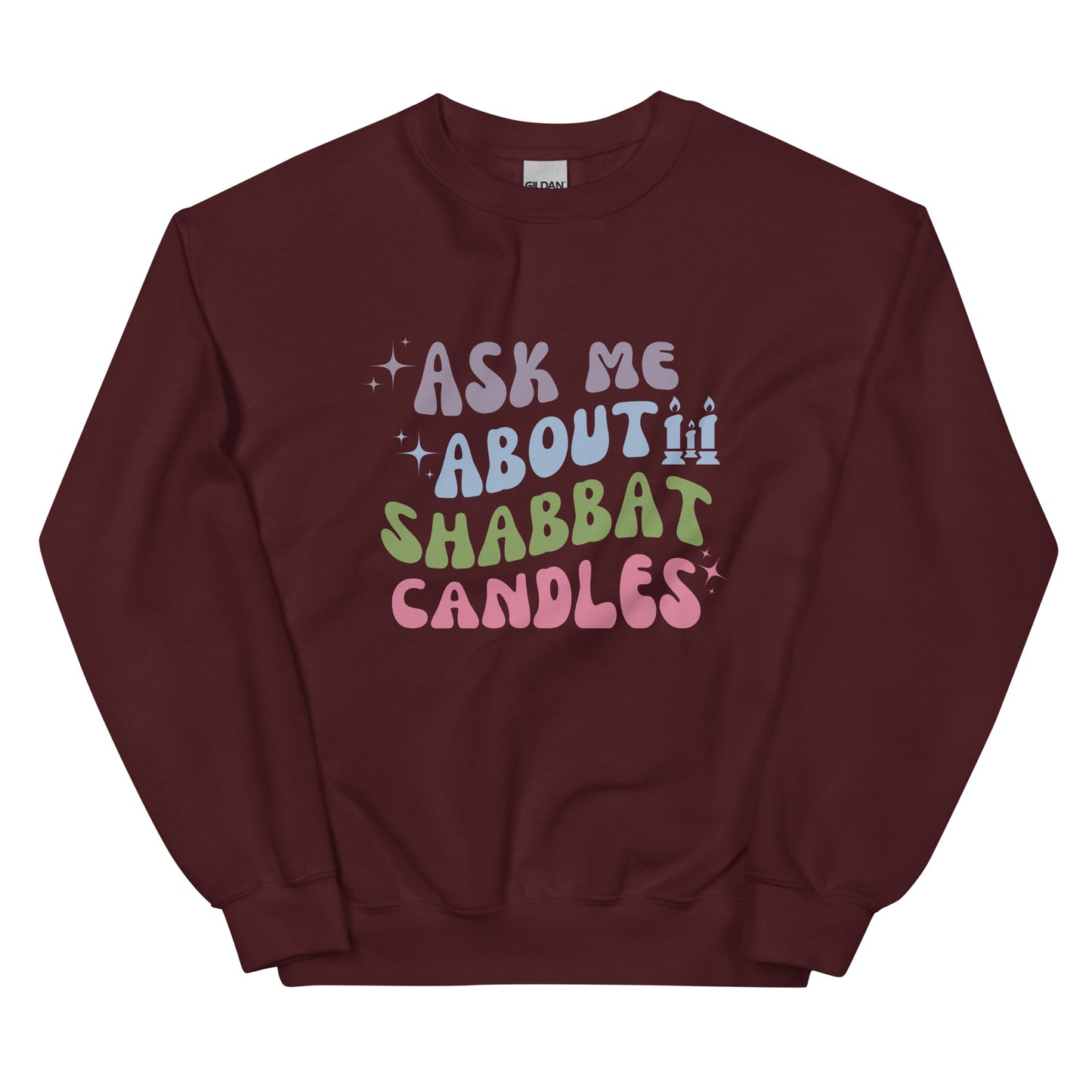 Ask Me About Shabbat Candles Wavy Sweatshirt