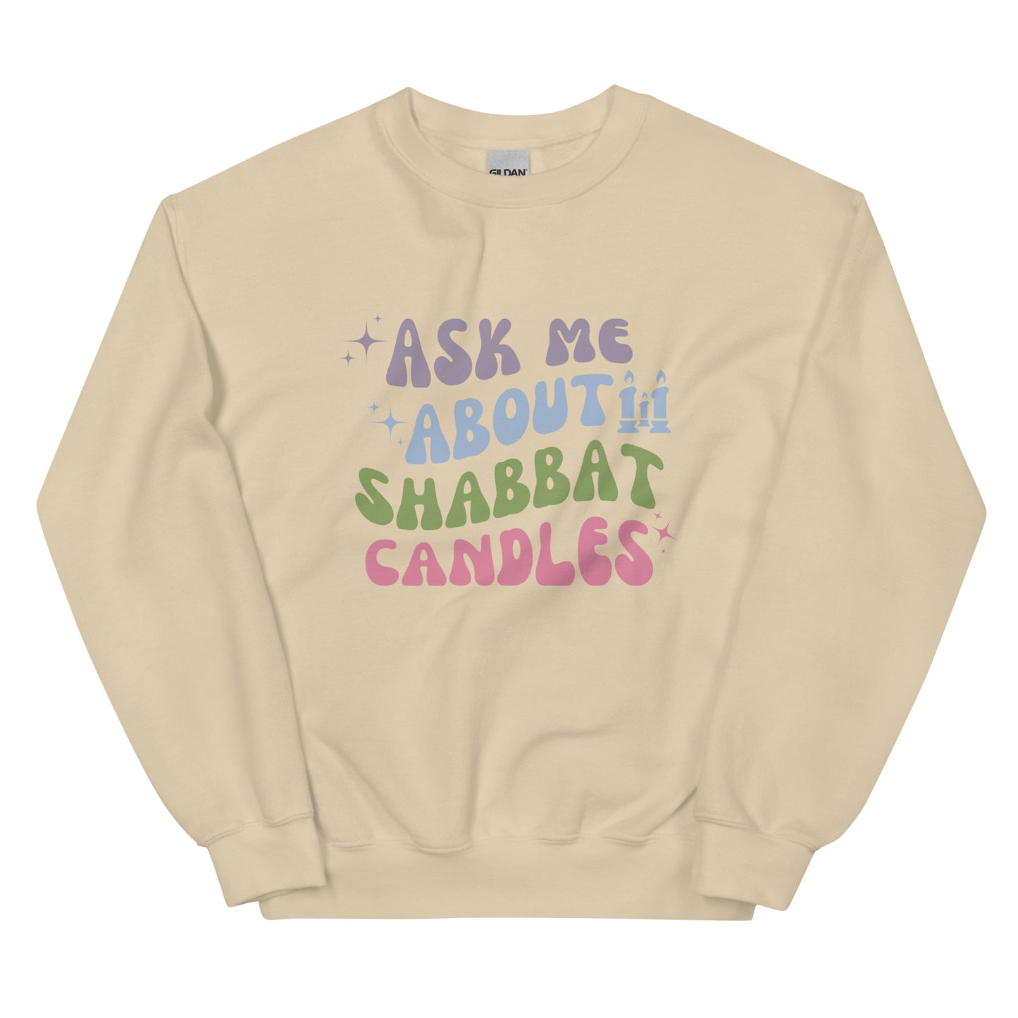 Ask Me About Shabbat Candles Wavy Sweatshirt