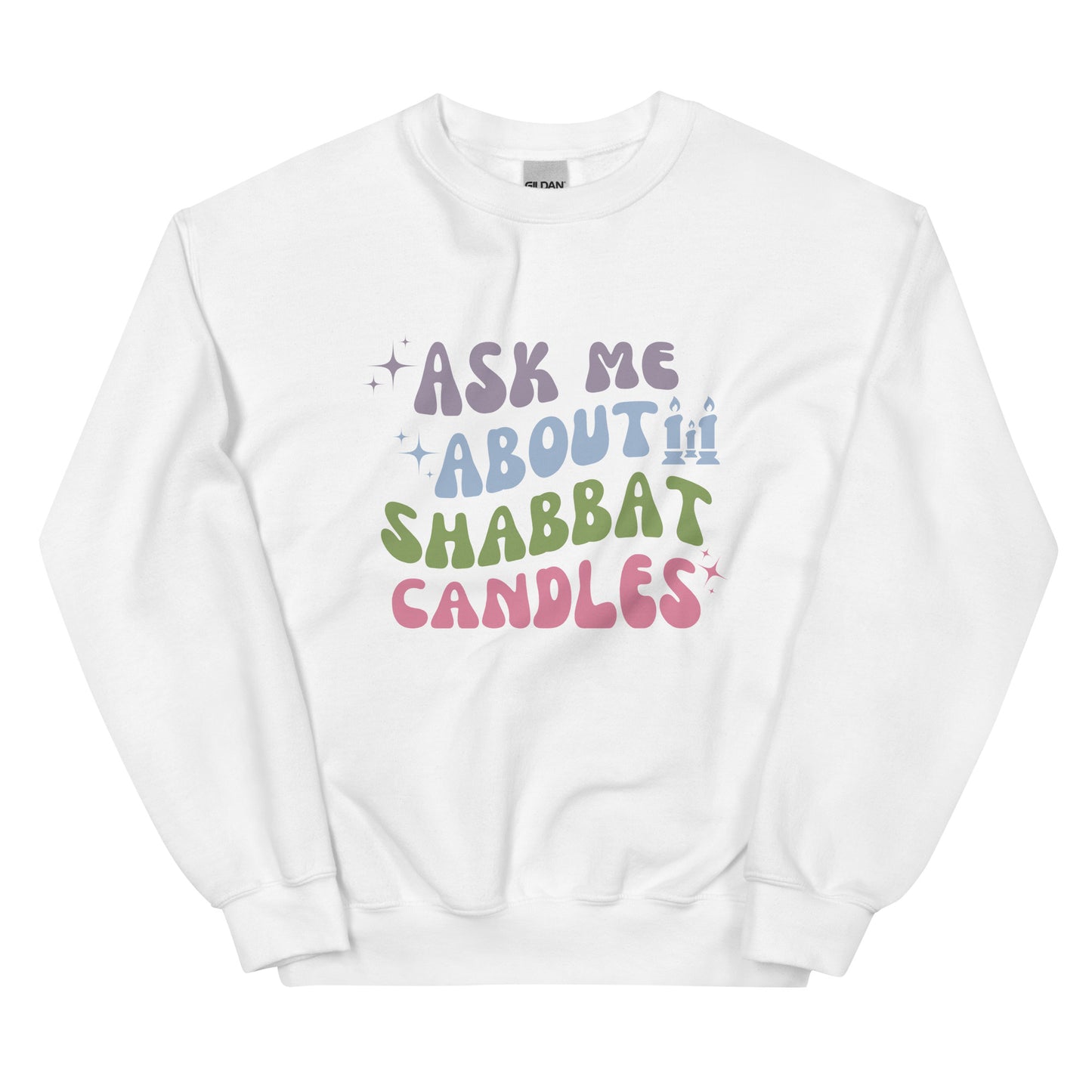 Ask Me About Shabbat Candles Wavy Sweatshirt